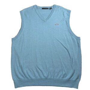 Greg Norman XXL Men's Sweater Vest Golf Blue Sleeveless Logo V-Neck Cotton